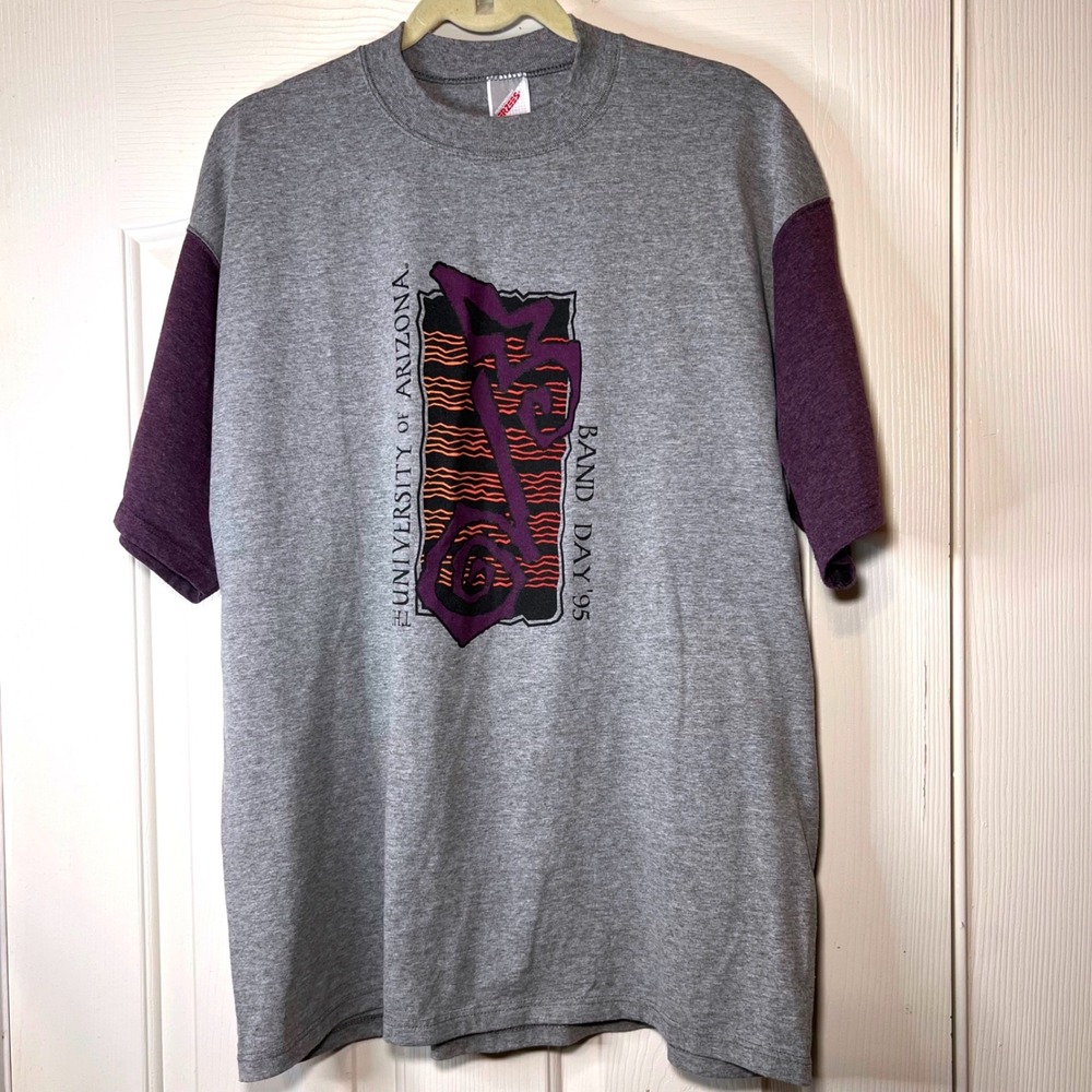 Vintage Jerzees University of Arizona Band Day 1995‎ T-Shirt Gray Purple XL USA
